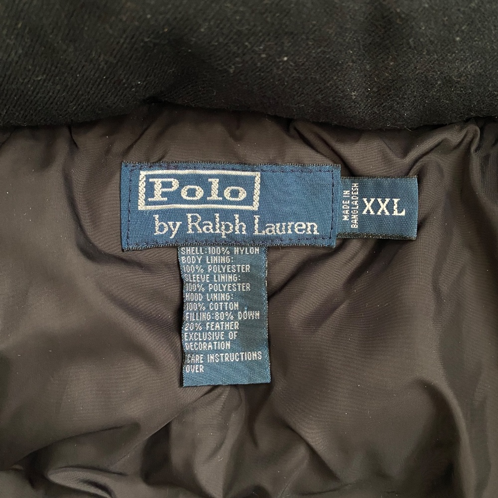 VTG Men's Polo Ralph Lauren Down Puffer Jacket Embroidered Logo Navy Size XXL - Picture 2 of 5